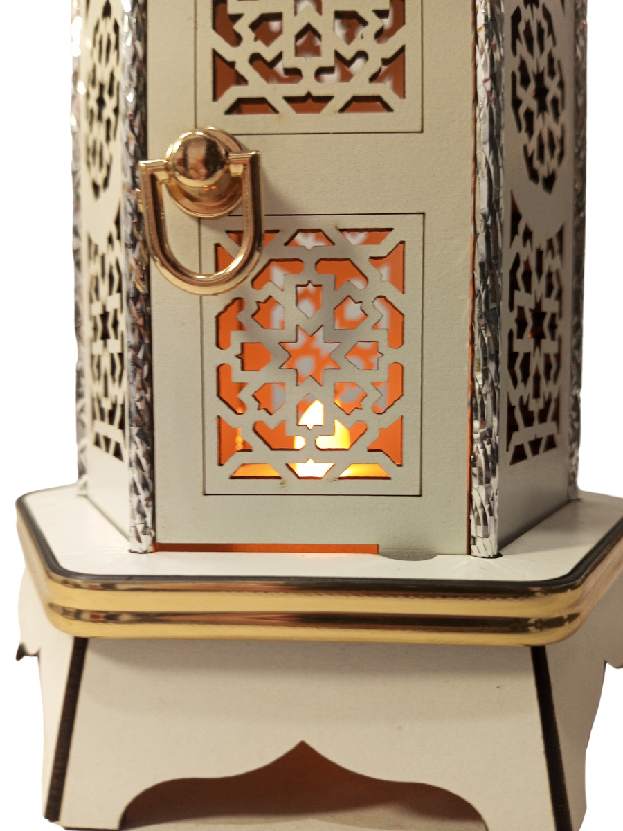 Ramadan Wooden Arabesque Lantern 34cm Handmade Egypt