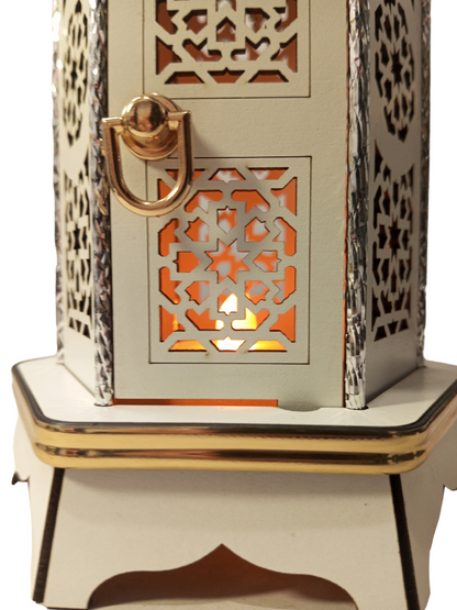 Ramadan Wooden Arabesque Lantern 34cm Handmade Egypt