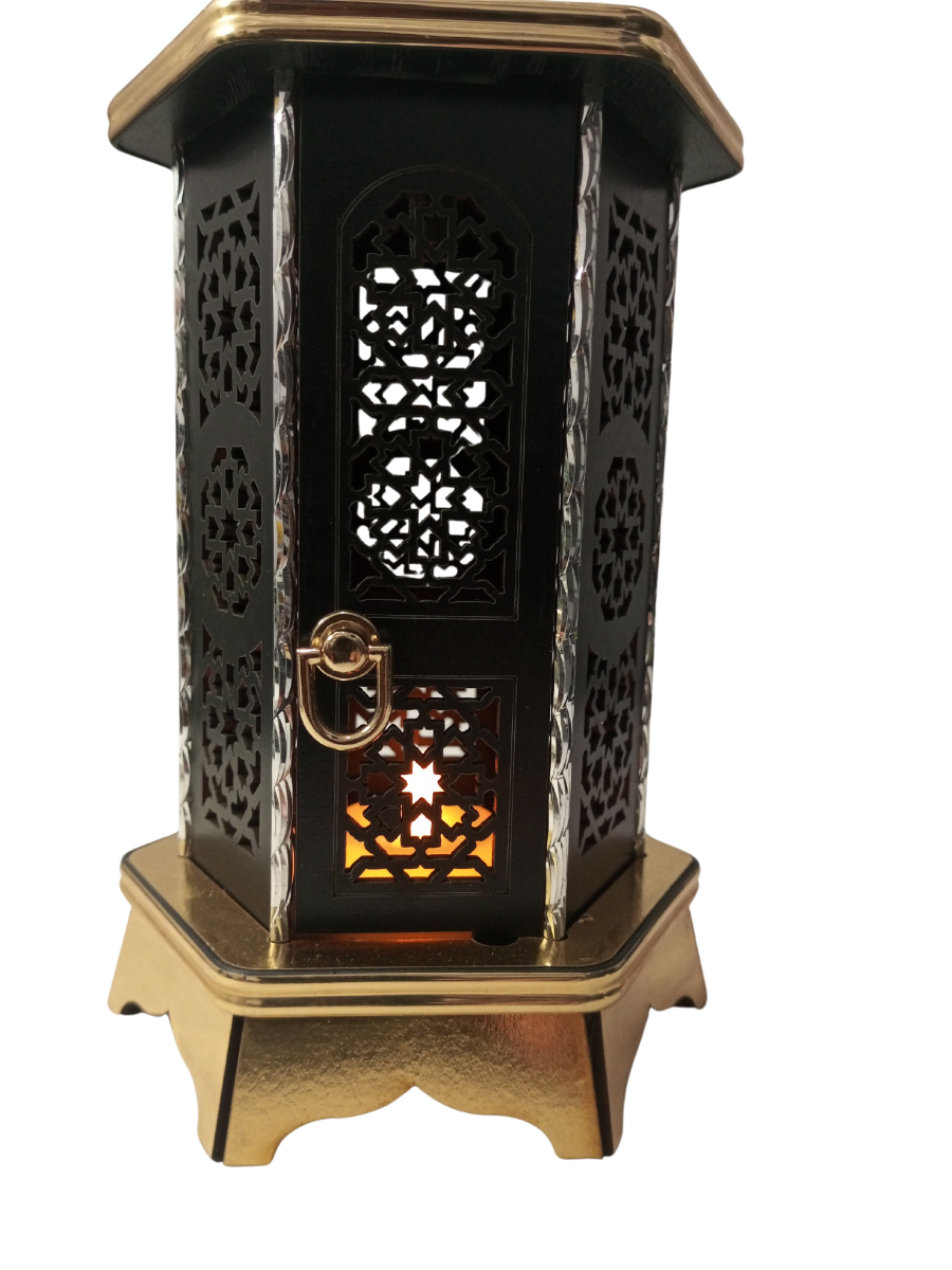 Ramadan Wooden Arabesque Lantern 34cm Handmade Egypt