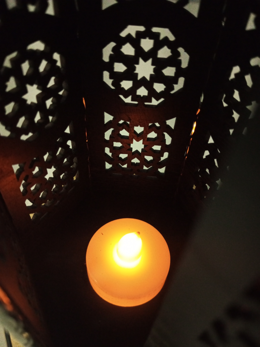 Ramadan Wooden Arabesque Lantern 34cm Handmade Egypt