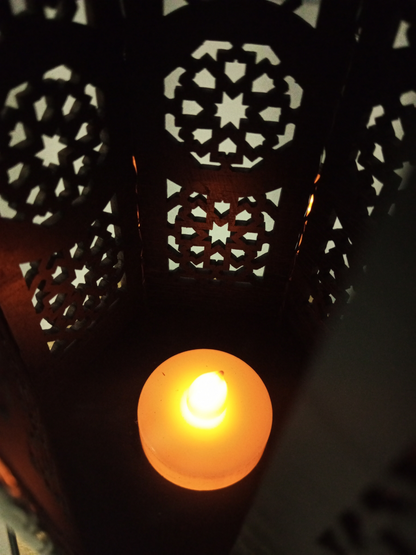 Ramadan Wooden Arabesque Lantern 34cm Handmade Egypt
