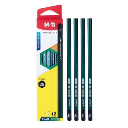 M&G Chenguang Exam 2B Wooden Pencils – Premium Hexagonal Graphite Pencils, Break-Resistant, High Erasability, Pack of 12 - No: AWP357H7