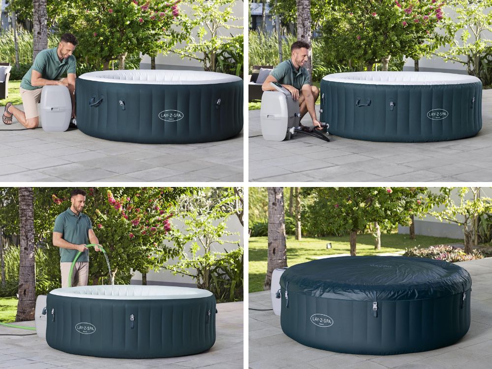 Bestway  4-6 People Tub 1.96m X 66cm Round Dark Green Miami Energy Saving Wave - No:6001D