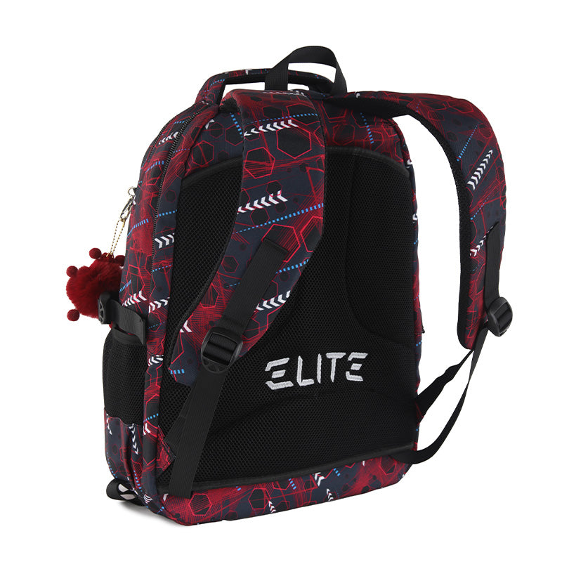 Elite Casual Backpack Big Capacity Backpack fit 15.6 inch Laptop size 19 inch With plush keychain - Bold geometric pattern