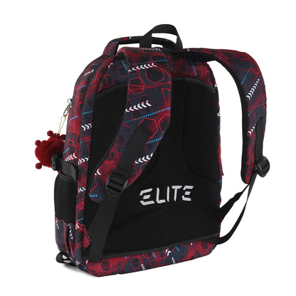 Elite Casual Backpack Big Capacity Backpack fit 15.6 inch Laptop size 19 inch With plush keychain - Bold geometric pattern