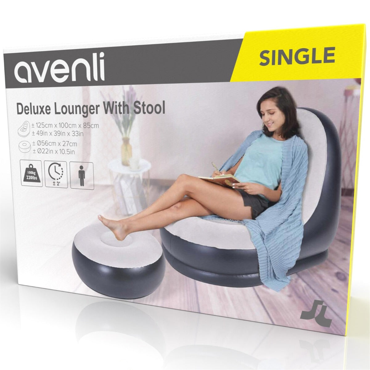 Jilong Avenli inflatable lounge chair with stool 125x100x85 cm - No:22321