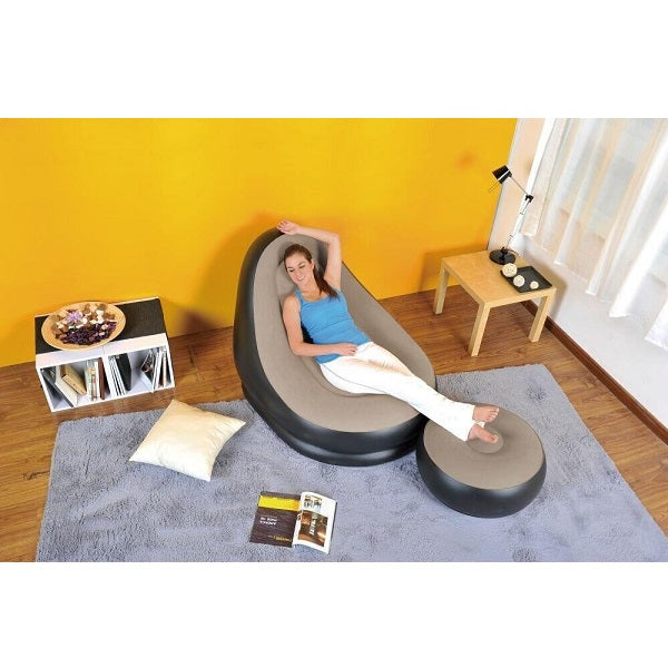 Jilong Avenli inflatable lounge chair with stool 125x100x85 cm - No:22321
