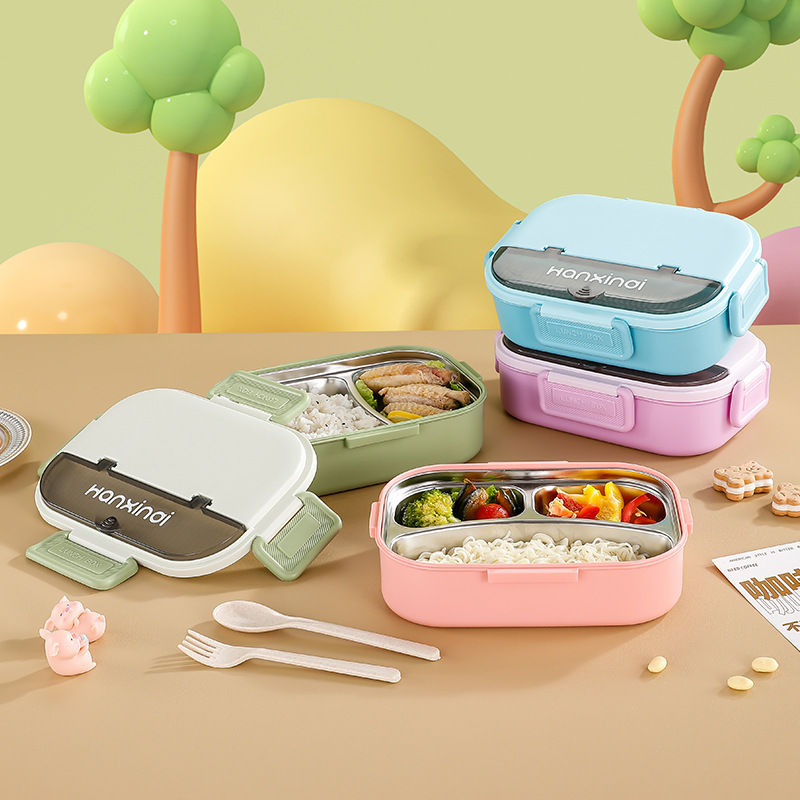 Hanxindai 304 Stainless Steel Lunch Box with 2 Compartments 1000ML – Leakproof Food Container for School, Office & Travel