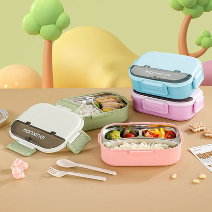 Hanxindai 304 Stainless Steel Lunch Box with 2 Compartments 1000ML – Leakproof Food Container for School, Office & Travel