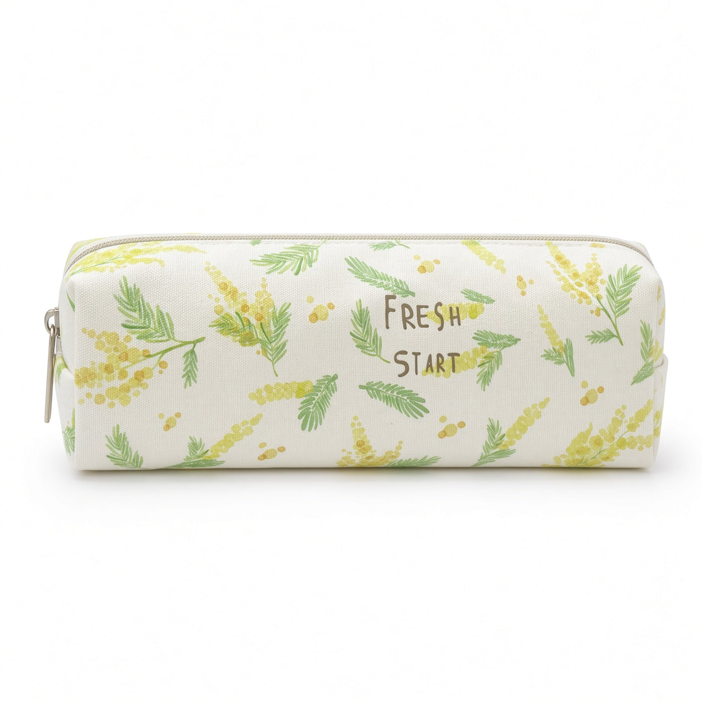 M&G Chenguang Fresh Start Floral Fabric Pencil Case – White & Green – 1pcs - No: APB932HA