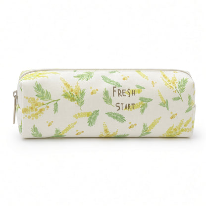 M&G Chenguang Fresh Start Floral Fabric Pencil Case – White & Green – 1pcs - No: APB932HA