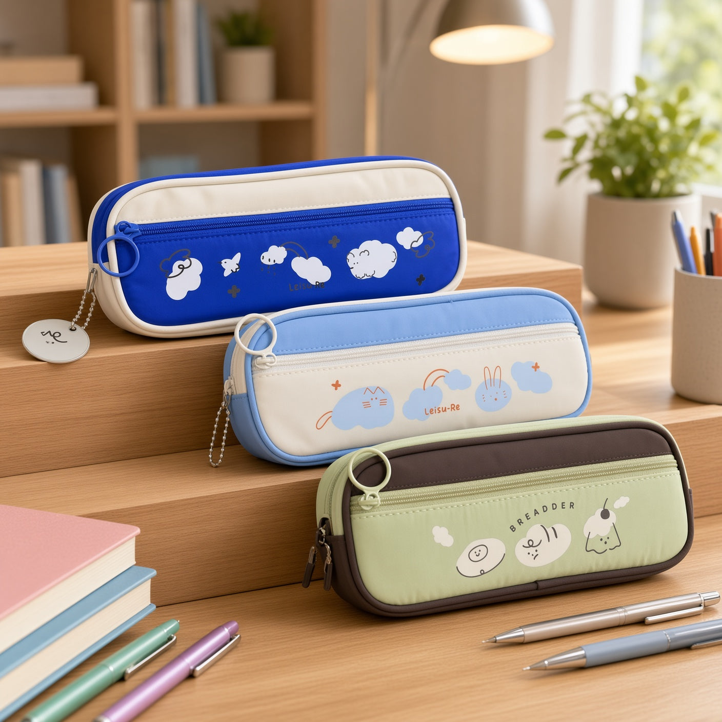 M&G Chenguang Length+ Large Capacity Pencil Case with Front Zipper Pocket – Cute Cartoon Design - 1pcs - Assorted Color - No: APB932PE