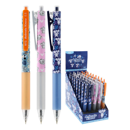 M&G Chenguang Animals Know Ballpoint Pen, Precise and Smooth Writing, 0.5mm Fine Point, Blue - 1pcs - No:ABPJ7171
