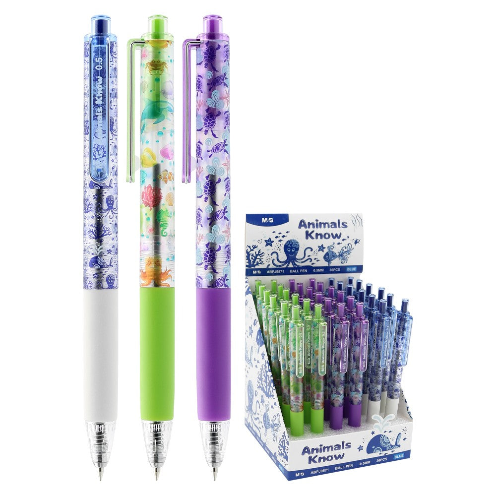 M&G Chenguang Ballpoint pen Animals Know 0.5 mm, blue - 1pcs - No:ABPJ9871