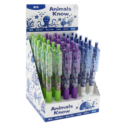 M&G Chenguang Ballpoint pen Animals Know 0.5 mm, blue - 1pcs - No:ABPJ9871