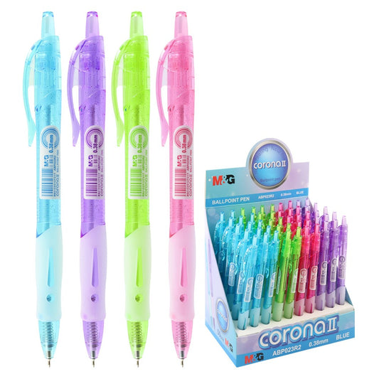 M&G Chenguang Bolpen Gel Ball Pen Blue 0.38mm Cute Glitter body Comfort rubber grip  - 1pcs -No: ABP023R2