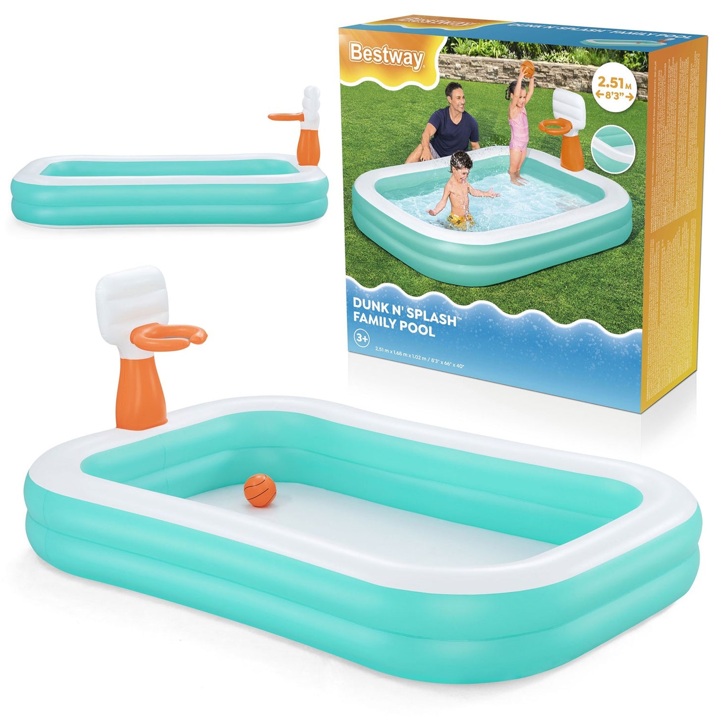 Bestway Dunk'N Splash Inflatable Pool - Inflatable play ground 251 x 168 x 102 cm - No:54445
