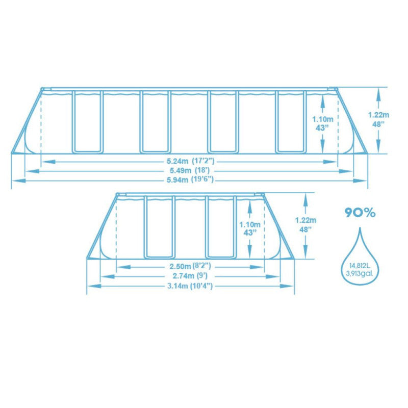 Bestway Metal frame swimming pool above ground Power Steel 5.49mx2.74mx1.22m - No:56998