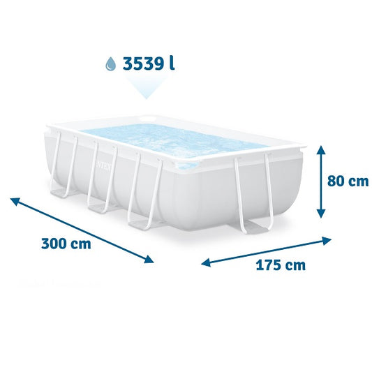 مسبح مستطيل بإطار بريزم من إنتكس، أبعاده 3 أمتار × 1.75 متر × 80 سم - رقم: 26784 