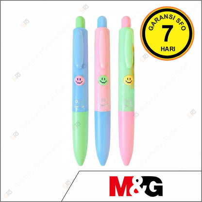 M&G Chenguang Poly Doba Retractable Ballpoint Pen 0.5mm – Blue Ink | Soft Grip | Fast-Drying | Cute Smile Design - 1Pcs - No: AGPK4372