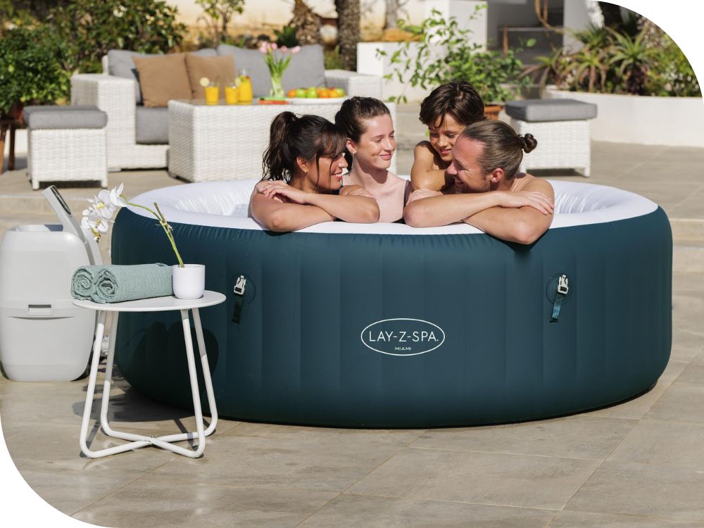 Bestway  4-6 People Tub 1.96m X 66cm Round Dark Green Miami Energy Saving Wave - No:6001D