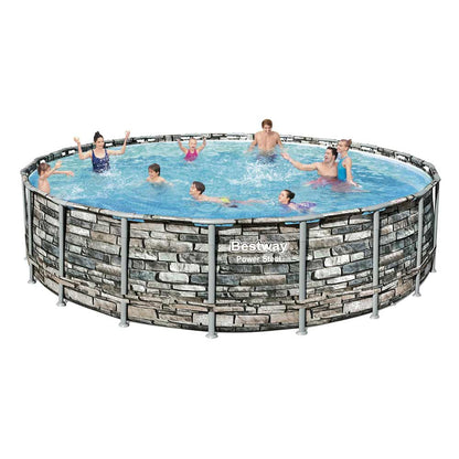 مسبح بيست واي باور ستيل دائري فوق الأرض مصنوع من الفولاذ، أبعاده 610 × 132 سم - رقم: 56883