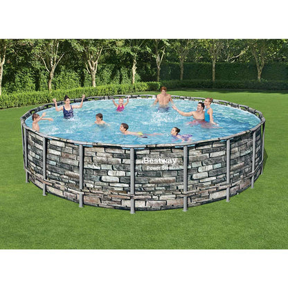 مسبح بيست واي باور ستيل دائري فوق الأرض مصنوع من الفولاذ، أبعاده 610 × 132 سم - رقم: 56883