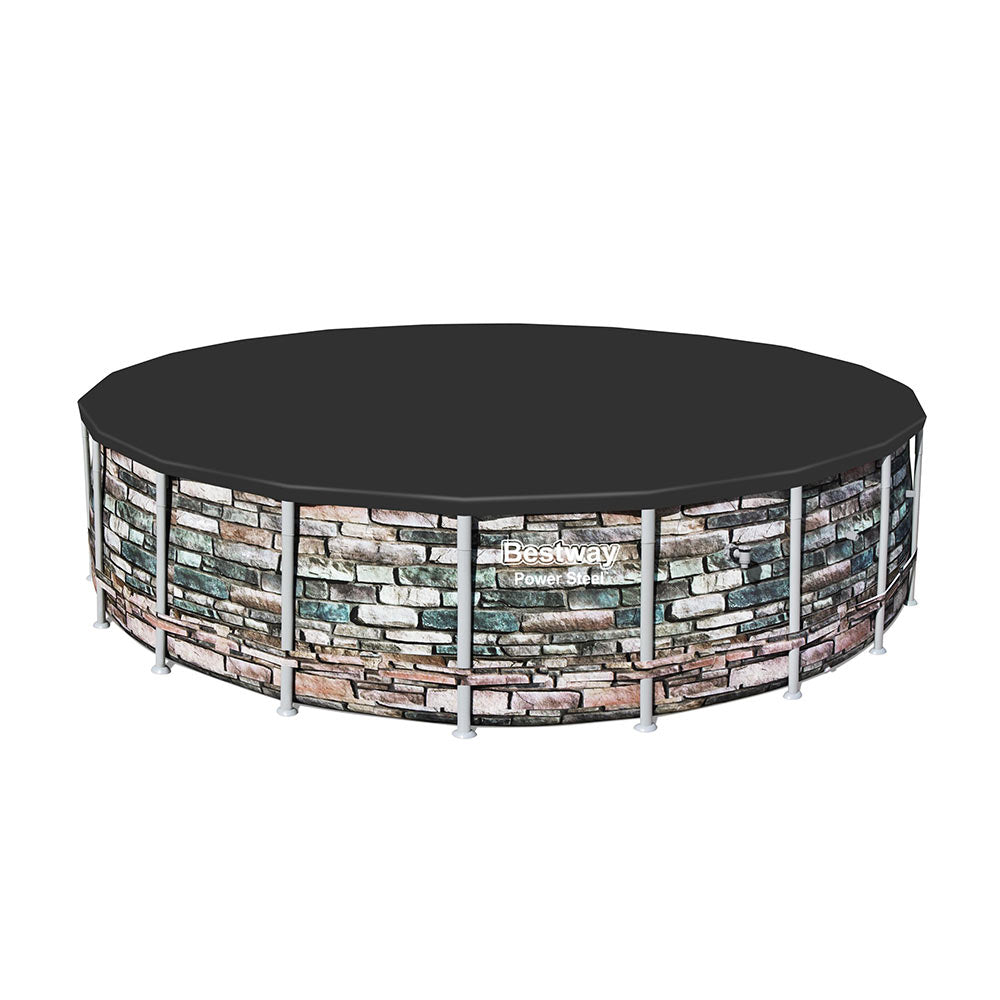 مسبح بيست واي باور ستيل دائري فوق الأرض مصنوع من الفولاذ، أبعاده 610 × 132 سم - رقم: 56883