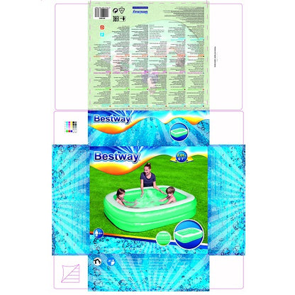 مسبح بيست واي القابل للنفخ، أزرق مستطيل الشكل، 201×150×51 سم - رقم: 54005