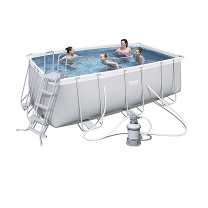 مجموعة حمام سباحة مستطيل من الفولاذ المقاوم للصدأ من بيست واي، أبعادها 4.12 متر × 2.01 متر × 1.22 متر - رقم: 56457