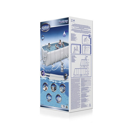 مجموعة حمام سباحة مستطيل من الفولاذ المقاوم للصدأ من بيست واي، أبعادها 4.12 متر × 2.01 متر × 1.22 متر - رقم: 56457