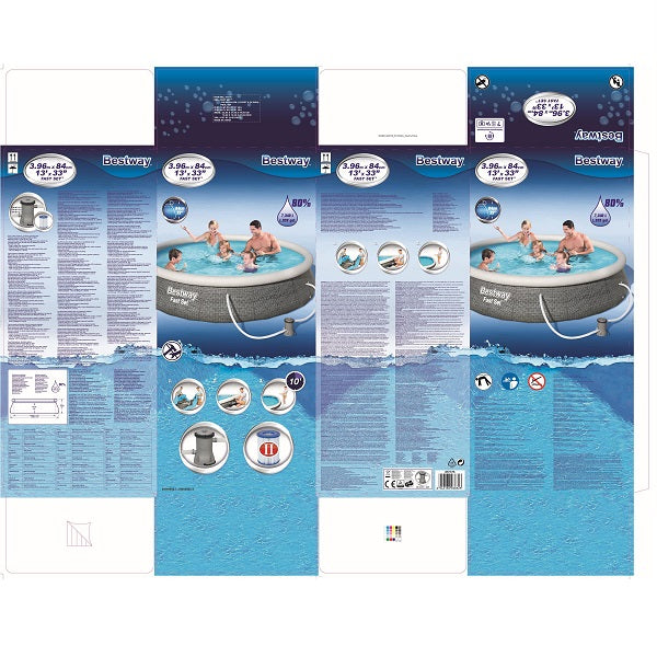 مسبح بيست واي سريع التركيب دائري فوق الأرض، 3.96 × 84 سم، رقم: 57376