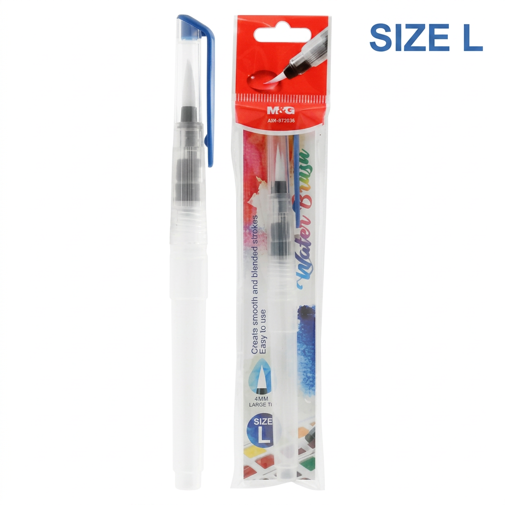 M&G brush with dropper water container size L studio packshot with size label