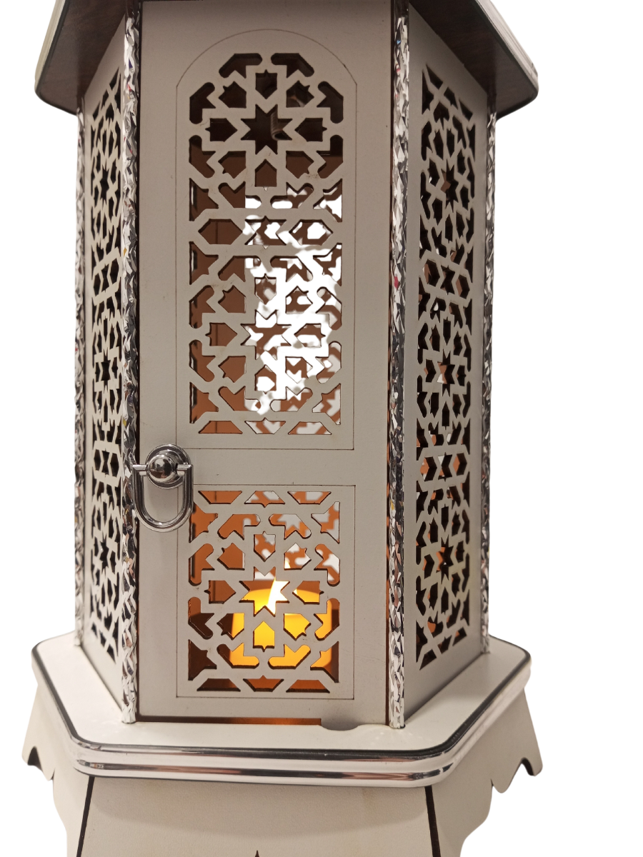 Ramadan Wooden Arabesque Lantern 34cm Handmade Egypt