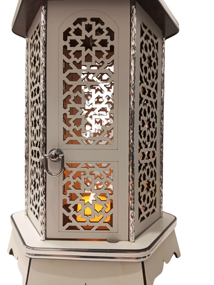 Ramadan Wooden Arabesque Lantern 34cm Handmade Egypt