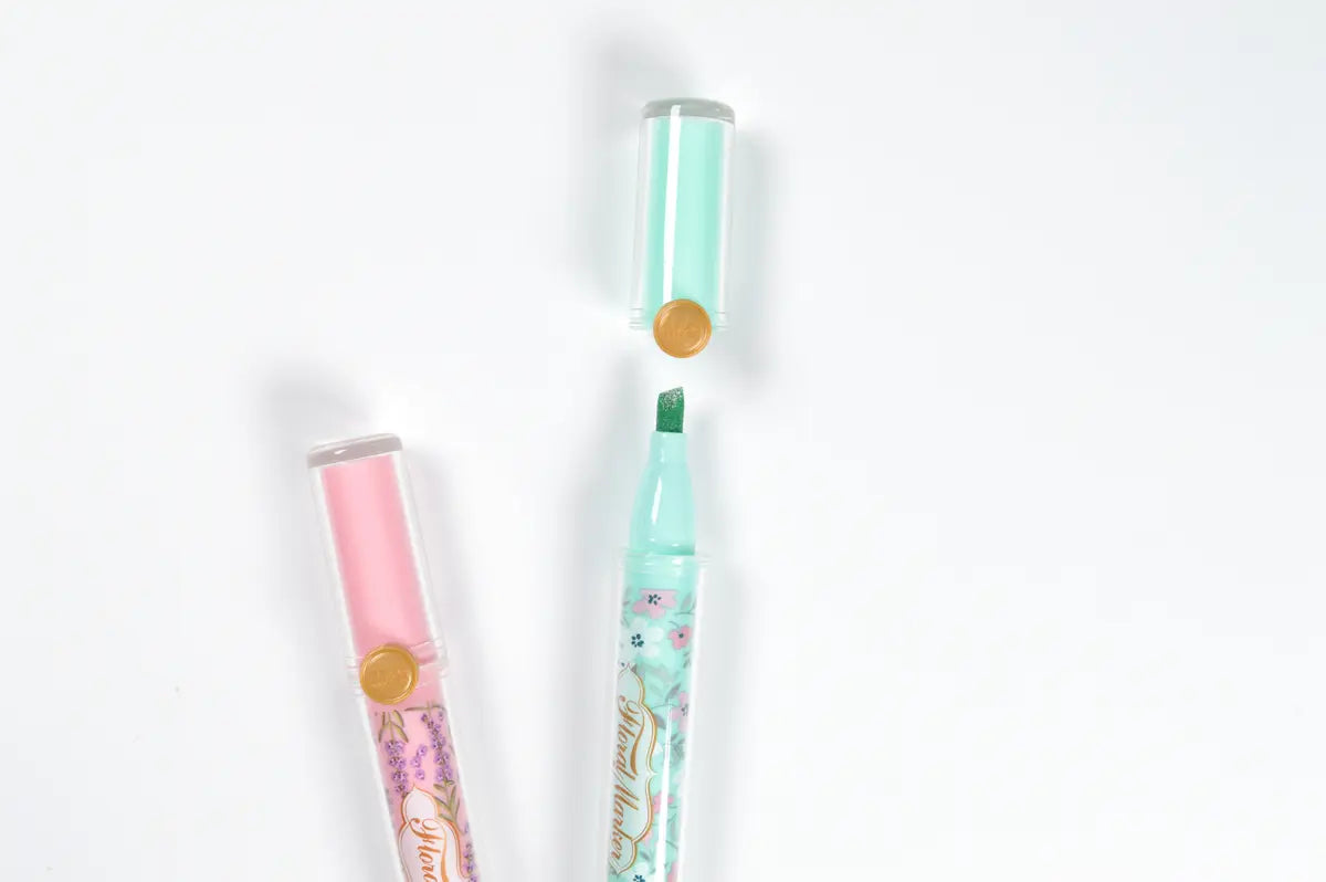 M&G Chenguang Floral Scented Glitter Highlighter Pen – Soft Chisel Tip, Fragrant Pastel Marker for Notes & Journaling - 1pcs - No: APMV09G7