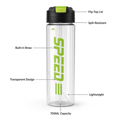 SPEED Stylish 700ML Water Bottle with Straw & Flip-Top Lid - 1pcs - Assorted Color