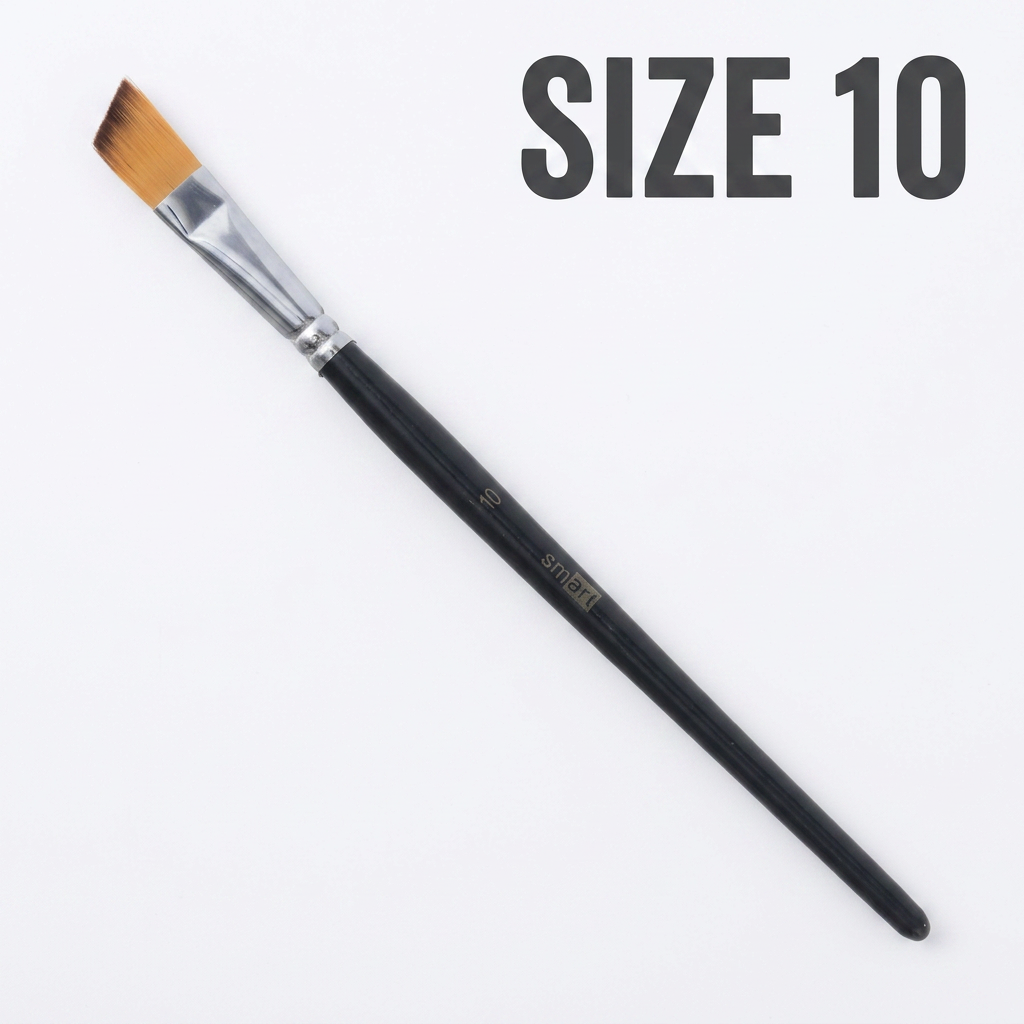 Creative angled paint brush size 10 studio packshot with size label