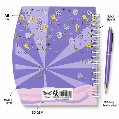 Yassin Kiki Quokka or Magic A6 Spiral Notebook with Matching Pen – Cute Printed Notebook for School, Office, Journaling & Everyday Notes