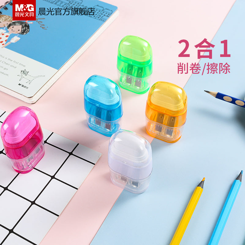 M&G 2in1 Eraser with Pencil Sharpener Double Holes - No:APSN1289 - 1 pcs