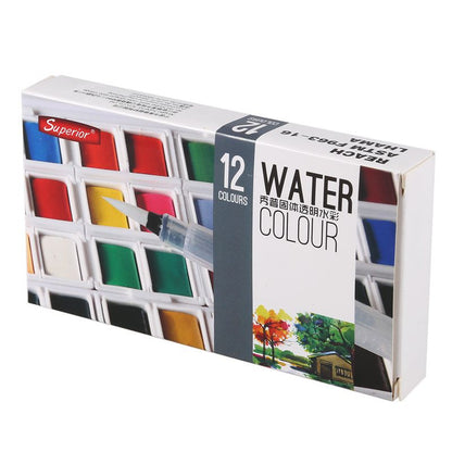 Superior Pigment Solid Watercolor Paints - 12colours