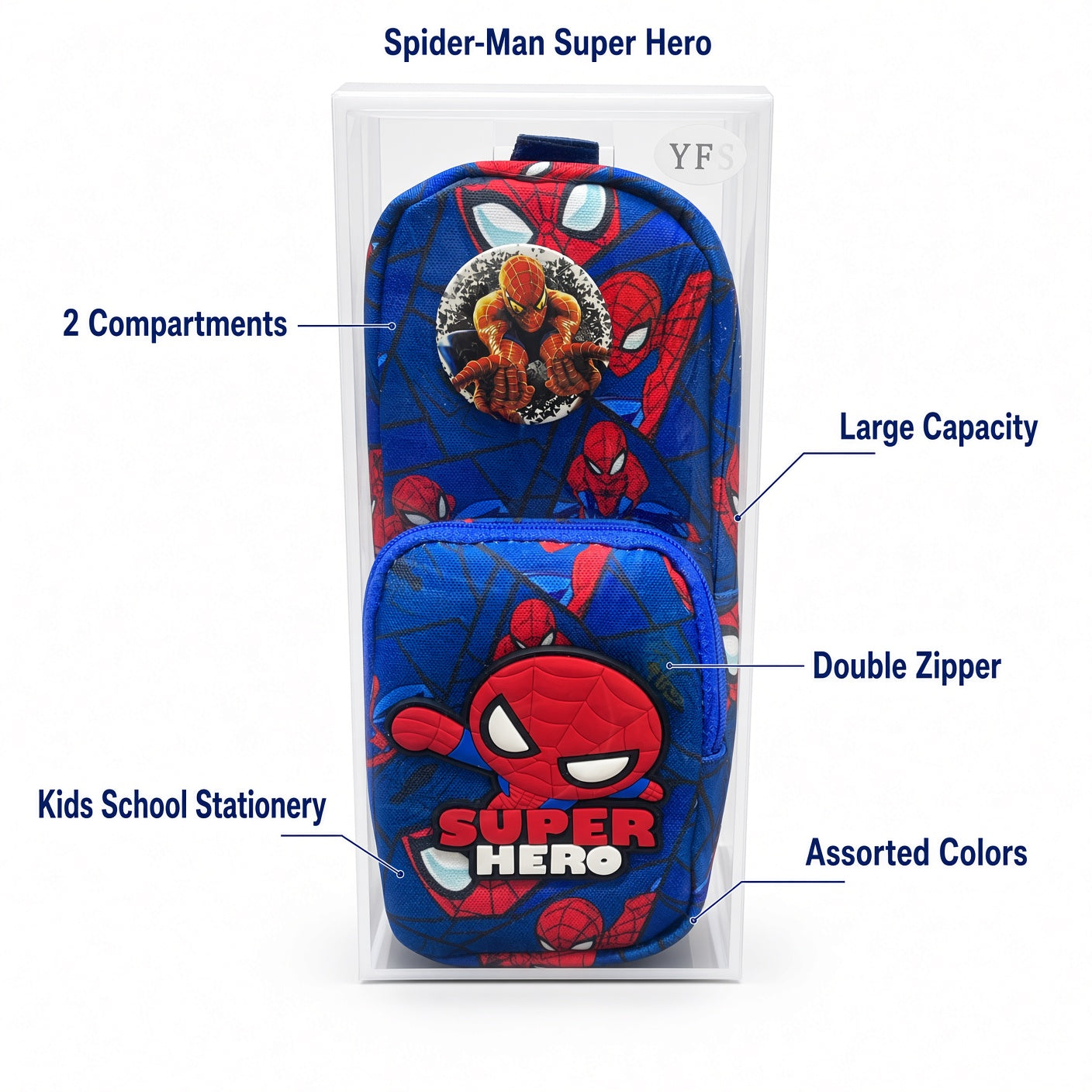 Spider-Man Kids Pencil Case – Double Zipper Large Capacity School Stationery Organizer