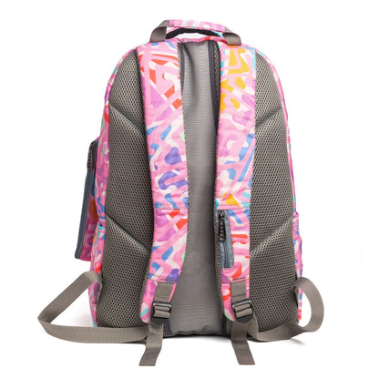 حقيبة ظهر كبيرة الحجم بتصميم عصري، تتسع لأجهزة الكمبيوتر المحمولة مقاس 15.6 بوصة و19 بوصة، مع حافظة أقلام - (الألوان: وردي)