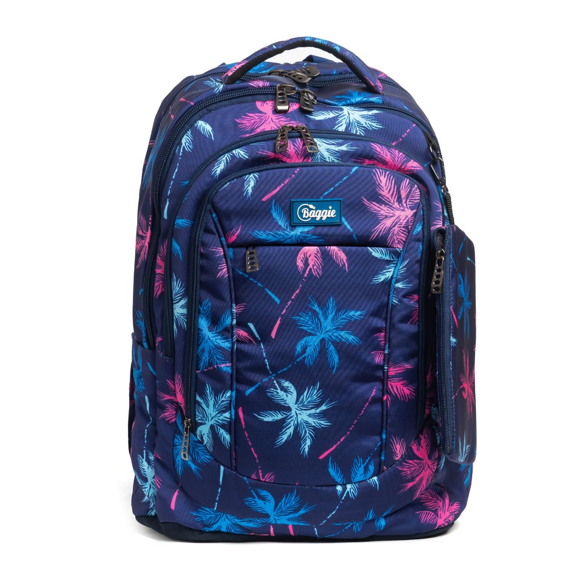 حقيبة ظهر كبيرة الحجم مناسبة لأجهزة الكمبيوتر المحمولة مقاس 15.6 بوصة و19 بوصة مع حافظة أقلام - (لون النخيل / كحلي)