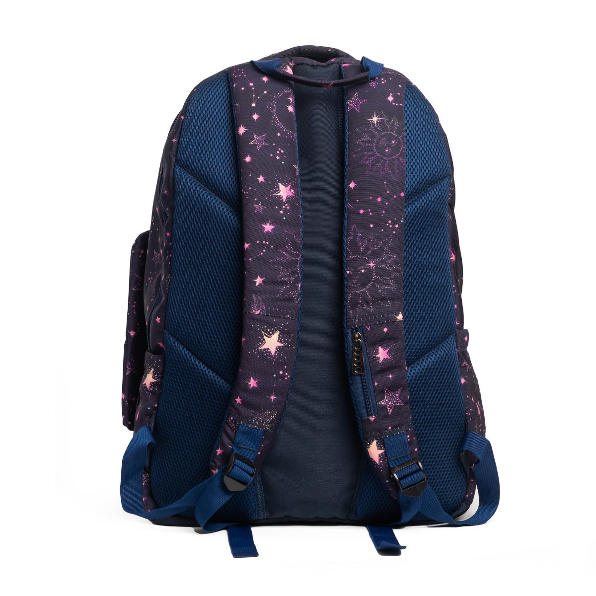 حقيبة ظهر كبيرة الحجم مناسبة لأجهزة الكمبيوتر المحمولة مقاس 15.6 بوصة و19 بوصة مع حافظة أقلام - (نجوم / أسود)