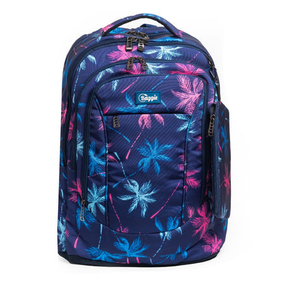 حقيبة ظهر كبيرة الحجم مناسبة لأجهزة الكمبيوتر المحمولة مقاس 15.6 بوصة و19 بوصة مع حافظة أقلام - (لون النخيل / كحلي)