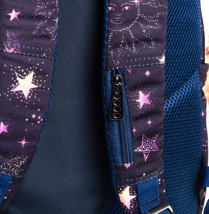 حقيبة ظهر كبيرة الحجم مناسبة لأجهزة الكمبيوتر المحمولة مقاس 15.6 بوصة و19 بوصة مع حافظة أقلام - (نجوم / أسود)