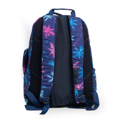 حقيبة ظهر كبيرة الحجم مناسبة لأجهزة الكمبيوتر المحمولة مقاس 15.6 بوصة و19 بوصة مع حافظة أقلام - (لون النخيل / كحلي)