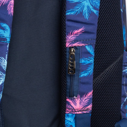 حقيبة ظهر كبيرة الحجم مناسبة لأجهزة الكمبيوتر المحمولة مقاس 15.6 بوصة و19 بوصة مع حافظة أقلام - (لون النخيل / كحلي)