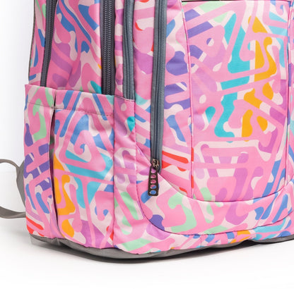 حقيبة ظهر كبيرة الحجم بتصميم عصري، تتسع لأجهزة الكمبيوتر المحمولة مقاس 15.6 بوصة و19 بوصة، مع حافظة أقلام - (الألوان: وردي)